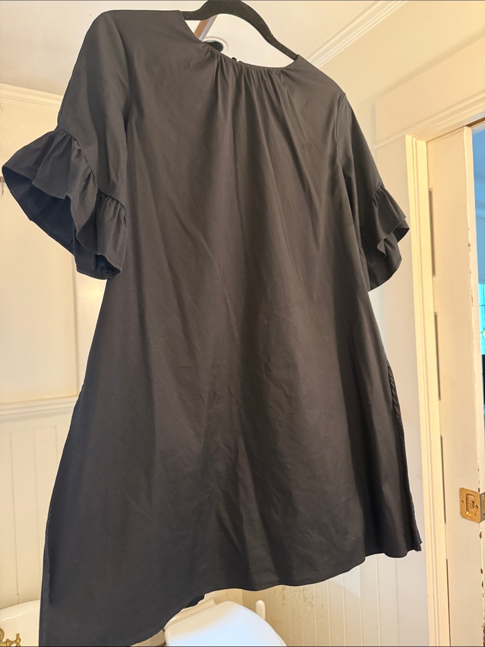 Black Ruffle Sleeve Women's Romper